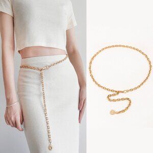 2/$30  Women's Gold Chain Belt with Sun Charm Adjustable OS For Dress Blouse